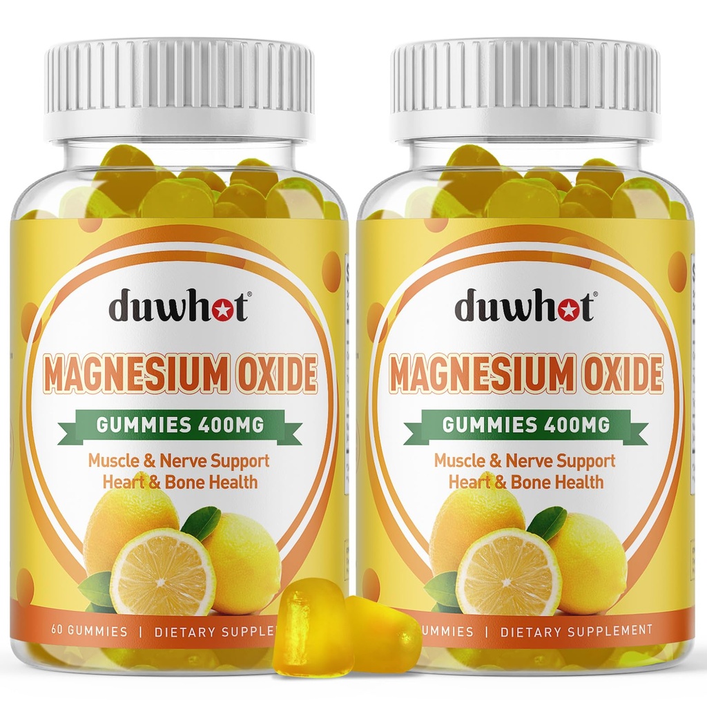 Magnesium Oxide Gummies 400 מ"ג, מגנזיום Oxide Chewable תוסף למבוגרים וילדים, Nerve, שריר, עצמות ותמיכה לב, non GMO, Pectin, טבעוני, 120 120