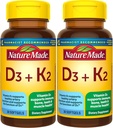 הטבע עשה ויטמין D3 K2, 5000 IU (125 mcg) ויטמין D, תוספת תזונתית עבור העצם, שיניים, שריר ותמיכה בריאות החיסון, 30 Softgels, 30 יום אספקה - חבילה של 2