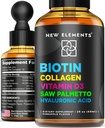 Liquid Biotin for Hair Growth Women & Men 10000mcg | Biotin and Collagen Supplements with Saw Palmetto & Hyaluronic Acid | Biotin Drops for Hair Growth with Vitamin D3 for Hair Skin and Nails
