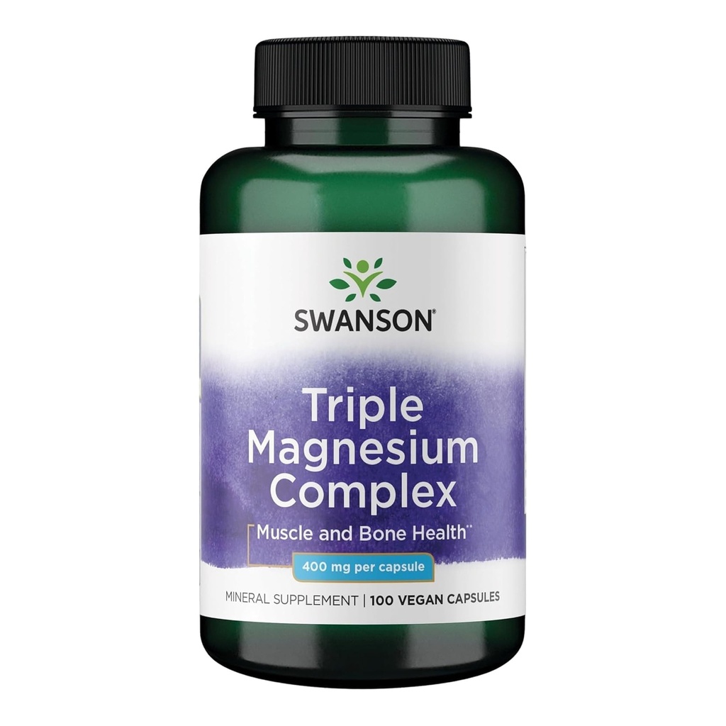 סוונסון משולש Magnesium Complex - 100 קפסולות, 400 מ"ג כל אחד