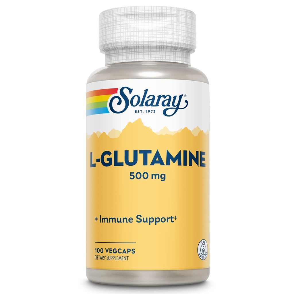 SOLAרי L Glutamine קפסולות 500 מ"ג - Immune Support Supplement - Free Amino Acid - מעבדה מאומתת, 60 יום כסף בחזרה להבטיח - 100 משרתות, 100 VegCaps