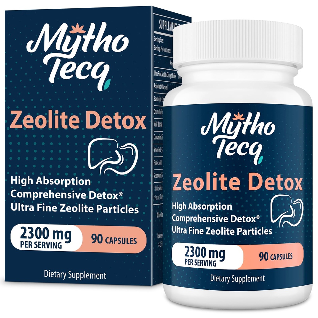 2300 MG Zeolite Detox קפסולות - מופעל Charcoal & Bentonite Clay, Highly Absorbable Full Body, Liver & Gut ניקויse, Zeolite Clinoptilolite (90 קפסולות)