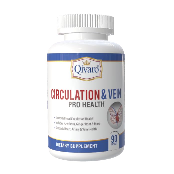 Circulation & Vein Pro תוסף - מכיל Niacin, L-Arginine, ג'ינג'ר, קייאן פפר, הותורן ודיוסמין - 90 קפסולות