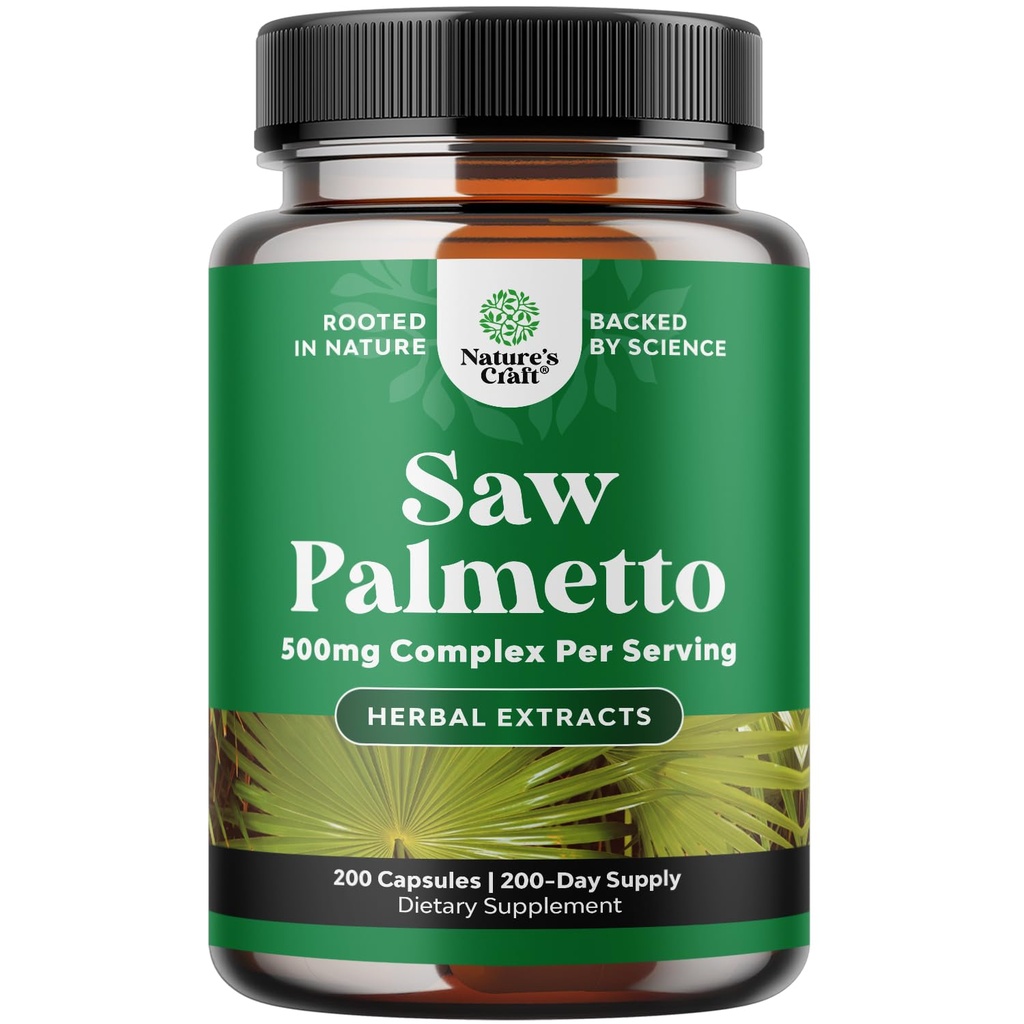 כוח נוסף Saw Palmetto Extract - תרכובת צמחית מתקדמת לבריאות שיער ותמיכה שתן עם Plant Sterols & Flavonoids - Potent Herbal תוספת עם 500 מ"ג לשרת - 200 קפסולות