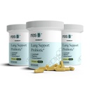Resbiotic ResB Lung תמיכה Probiotic תוסף בריאות Lung for Smokeers, Gut Health, Immune Support, Respiratory Care, Holyזיל, Turmeric, Clinically Trialed - 180 קפסולות (3 בקבוקים)