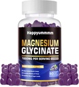 Magnesium Glycinate Gummies 1000 מ"ג - סוכר חינם Magnesium Potassium תוספת עם ויטמין D, B6, CoQ10 עבור Calm Mood & Sleep Support - 60 חניכיים Blueberry
