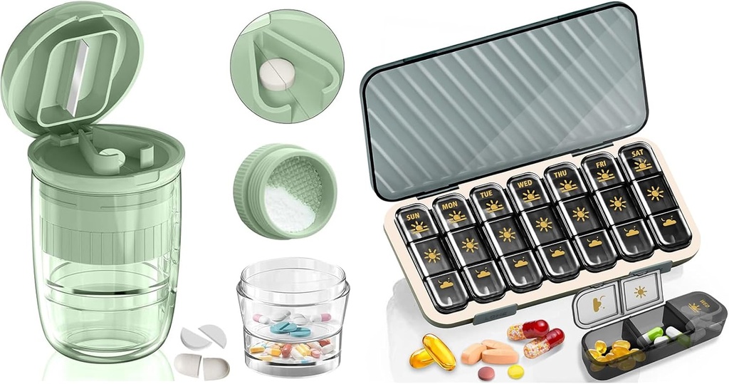 גלולת גלולות 3 פעמים A Day - GloDeals Weekly Pill מארגנת 3 פעמים ביום, גלולת גלולת גלולות 7 ימים מארגנת גלולת גלולות, Pill Container Holder, Daily Pill Box 3 Times A Day, for ויטמין, White