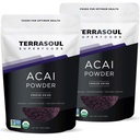 Terrasoul Superfoods Organic Acai ברי אבקת 4 Oz (Pack of 2), Freeze-Dried for Freshness, אומגה שומן Boost עבור Smoothie Bowls, ו- Antioxidant-Packed Superfoods מתכונים