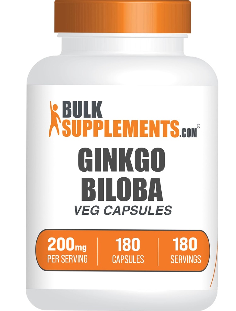 BulkSupplements.comginkgo Biloba לחלץ קפסולות - גינקו Bilobad מ Leaves, Herbal תוסף - טבעוני, 1 קפסולה לשרת, 180 (Pack of 1)