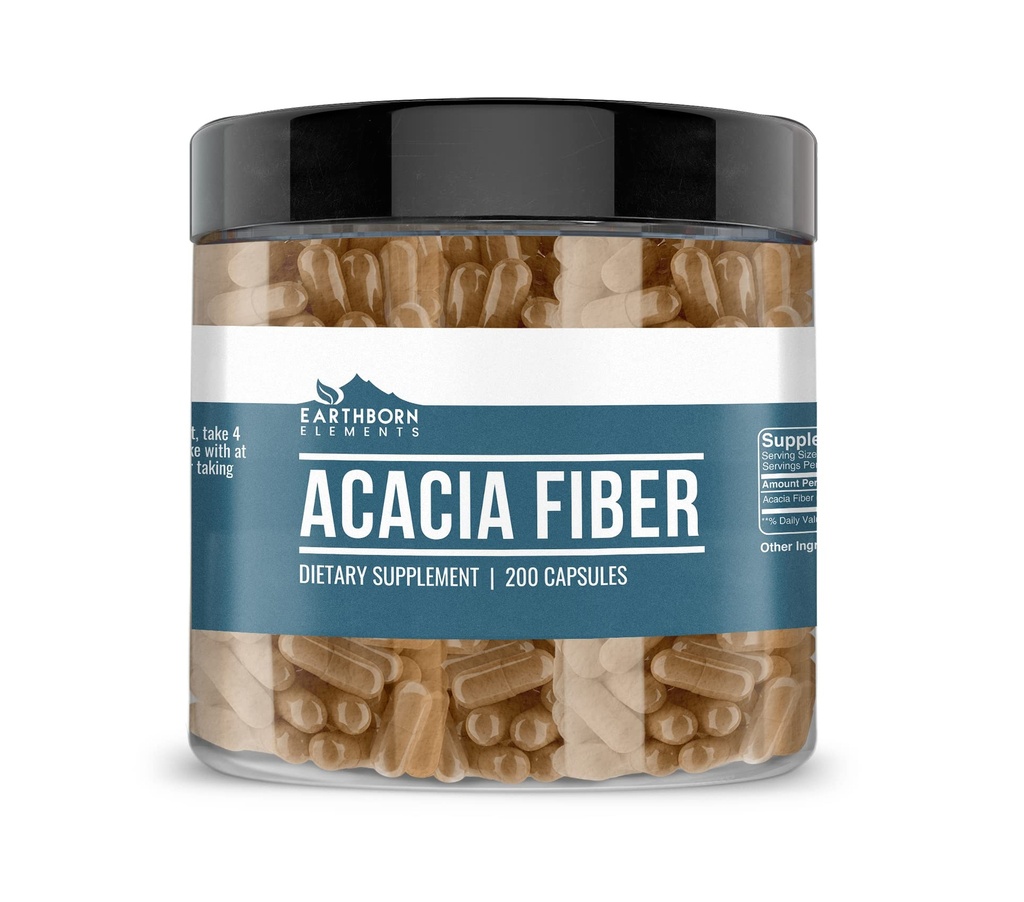 Earthborn Elements Acacia סיבים 200 קפסולות, Pure & Undiluted, ללא תוספת