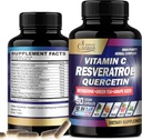 תוספת אורגנית של קדיאן Resveratrol - 12in1 עם VIT.C, Quercetin, Berberine, Turmeric, Green Tea & More - 90 קפסולות 3 חודשים