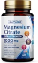 Magnesium Citrate 1000 מ"ג - Max Absorption & High Potency Magnesium Complex Supplement for Heart, שריר, Nerve, Bone Health & Stress Relief - Non-GMO, Gluten-Free - 60 קפסולות טבעוניות