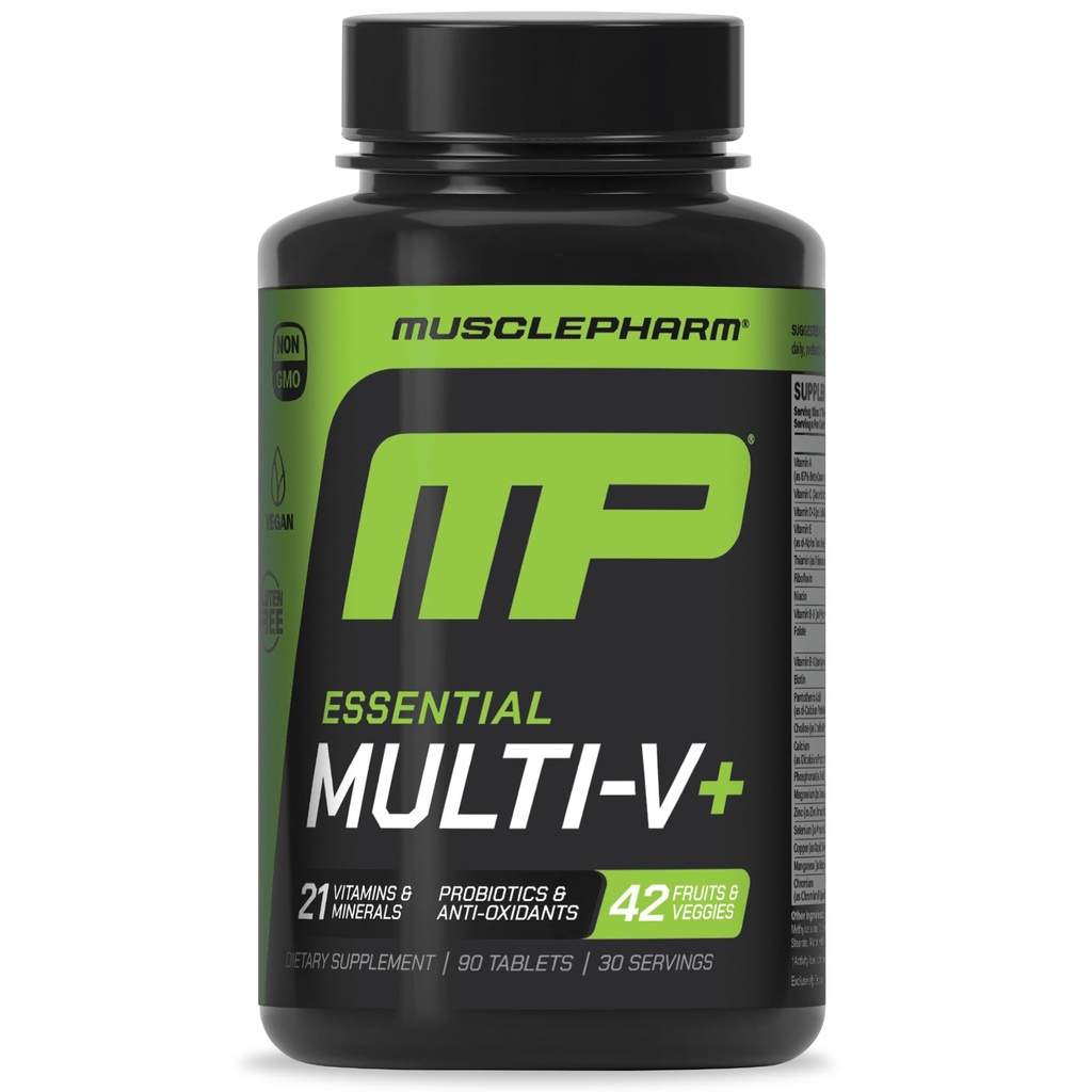 שריר Pharm Essentials Multi-V+, The Athlete's Multi-Vitamin, Enhanced Energy, Performance & Immune Health, Daily Multivitamin for Men & Women with מינרלים פלוס פרוביוטיקה, 90 טבליות, 30 משרתות, 30 משרתים