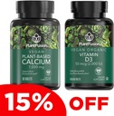PlantFusion Vegan Calcium & D3 Bundle - Premium Plant Based Calcium 1000 מ"ג ו- D3 2000IU תוספי צמיחה העצם, דחיינות, וחוזקה & Immune Support
