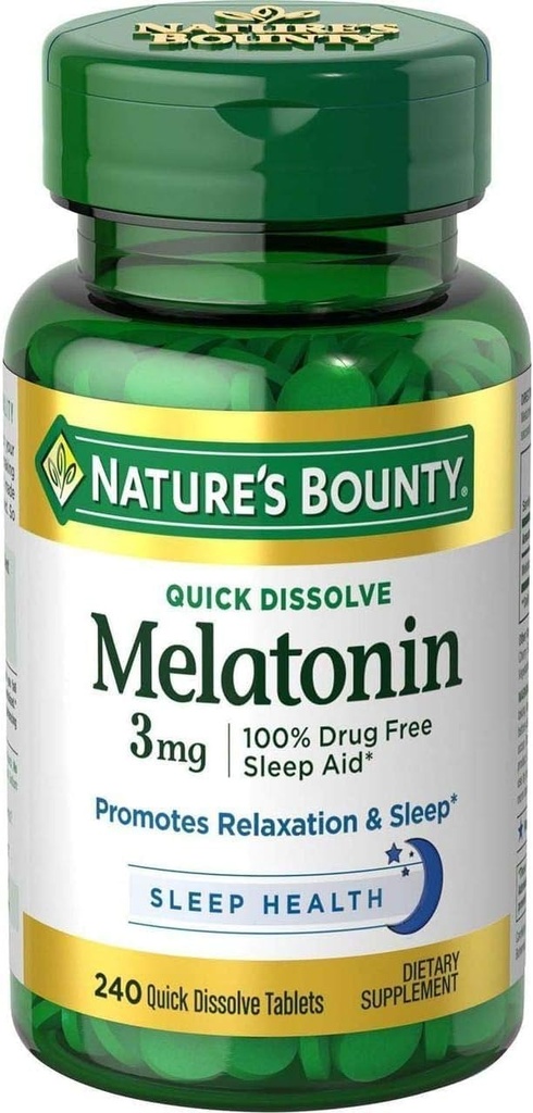 Nature's Bounty Melatonin 3 מ"ג טבליות 240 טבליות (Pack of 4)
