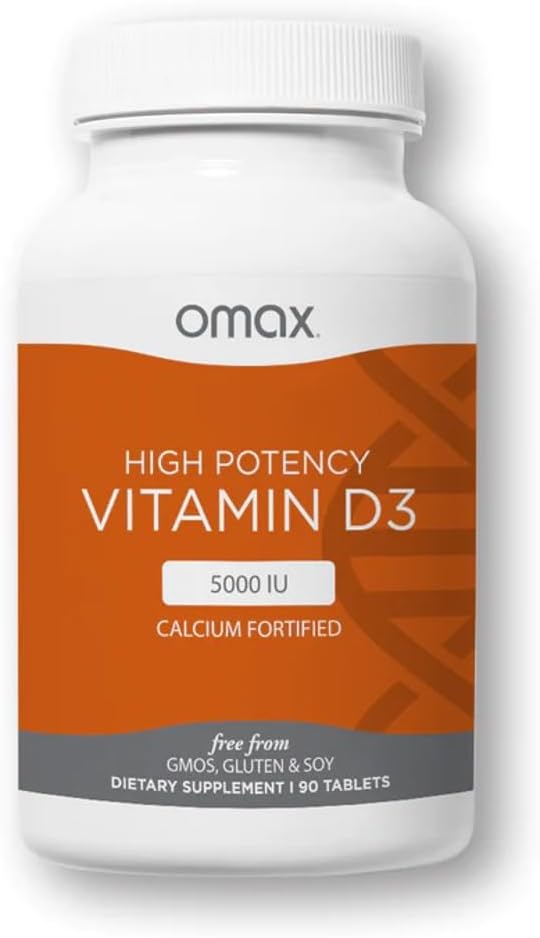 Omax3 ויטמין D3 5000 IU + Calcium, 90 ימים אספקה, עצמות חזקות, שרירים ופרקים, בריאות הלב, חסינות, Non GMO, No Gluten, No Soy (New Packaging) - 90 טבליות (90)