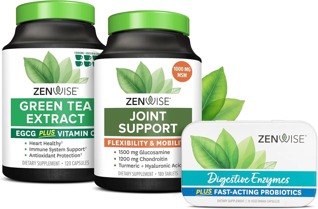 Zenwise Health Green Tea Extract, תמיכה משותפת, טווח נסיעות חינם Enzymes