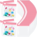 24 Pieces Pill Pouch Bags Zippered Pill Pouch Set Reusable Translucent Medicine מארגנת Self Sealing Medicine Bags with Slide Lock Pill Baggies for Pills (Light Pink)