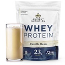 תזונה עתיקה Grass פד חלבון Whey, 23g חלבון, hydrolyzed Collagen Peptides, אורגני Regenerative A2 / A2 חלב חלבון (35 משרתים, Vanilla Bean)