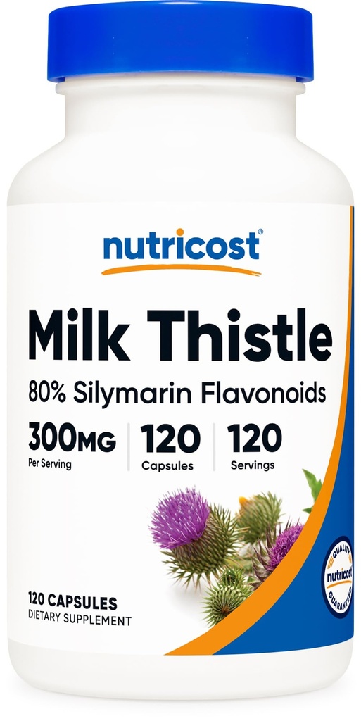 חומצות חלב זולות זוכות 300 מ"ג, 120 קפסולות (80% Silymarin) - Gluten-Free & non-GMO