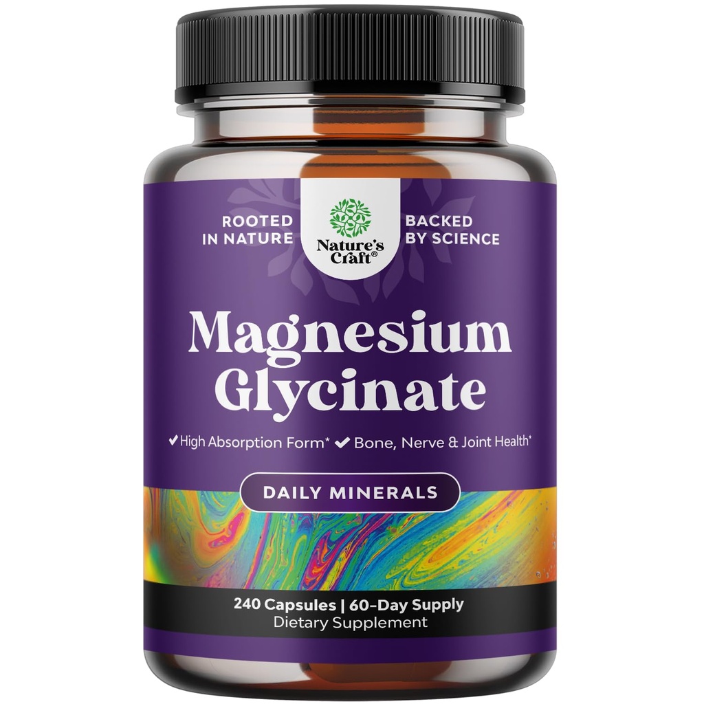 Absorption Magnesium Glycinate קפסולות - 500 מ"ג מגנזיום Glycinate Per לשרת עבור Calming Sleep Plus שריר העצם & Nerve תמיכה - צ'אד 500 מ"ג GMP מוסמך 240 הרוזן
