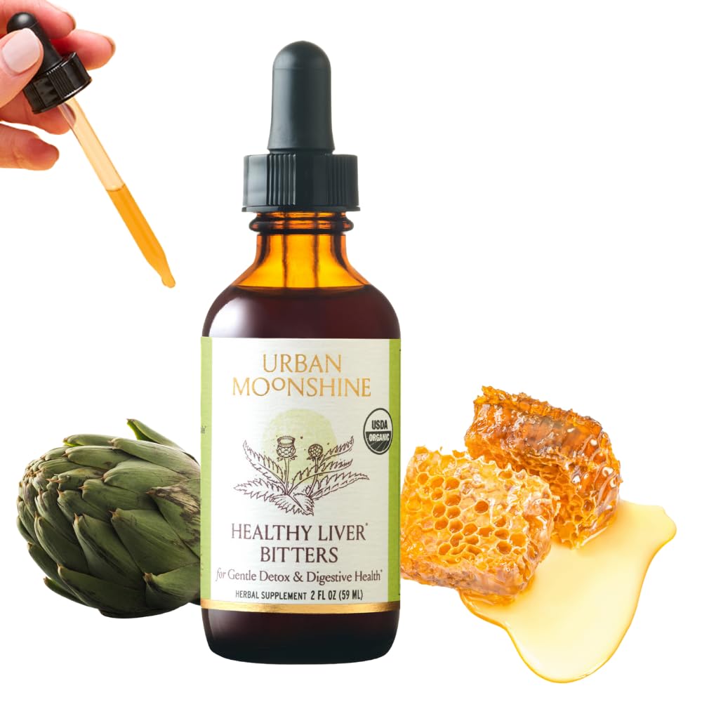 Urban Moonshine Healthy Liver Bitters - Liver Support - Detox - Bile Production - Got Health - Artichoke - Dandelion - Gentle Detox* - Organic- 2 Fl Oz