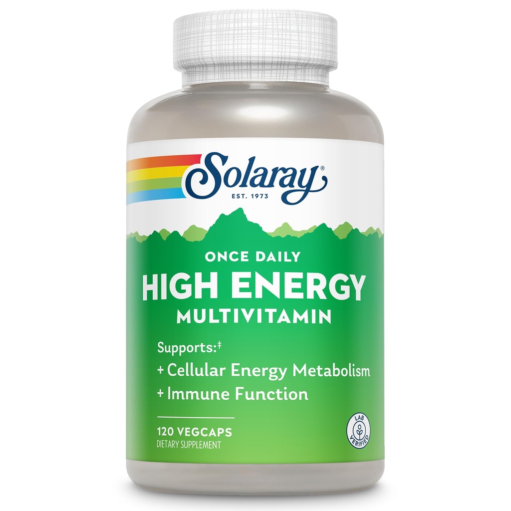 SOLAרי פעם דיילי High Energy Multivitamin for Women and Men - תוספי אנרגיה - Immune Support w/Vitamin C, A, D ו- E, ויטמין B Complex, Trace מינרליםs, 60-Day Promise, 120 משרת, 120 VegCaps