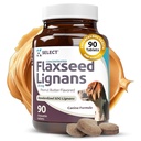 K9 בחר ב- Flaxseed Lignans לכלבים, 20 מ"ג 90 טבליות, Peanut Butter Flavored Chewable, Impove Coat