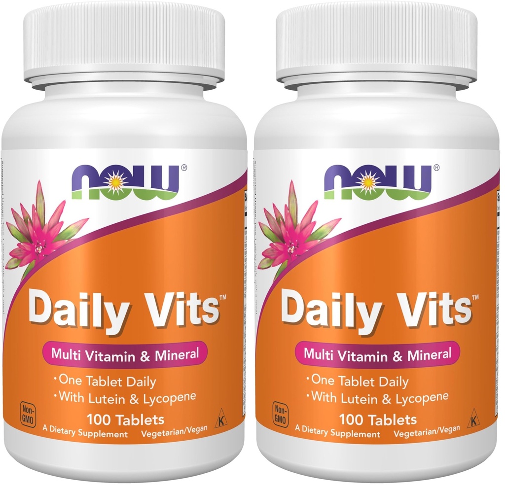 עכשיו תוספים, Daily VitsTM, One Tablet Daily with Lutein & Lycopene, 100 טבליות (Pack of 2)
