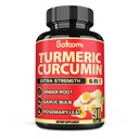 Satoomi 6in1 Turmeric Curcumin תוסף - 3 חודשים אספקה - 95% Curcuminoids עם שורש ג'ינג'ר, Garlic Bulb, Rosemary & Black Pepper - 90 קפסולות