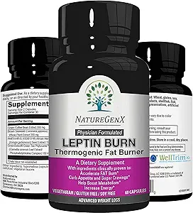 Leptin Burn - Thermogenic Fat Burner, Appetite Suppressant, Energy Booster & Metabolism Booster for Weight Loss - Diet Pills that Work Fast for Women & Men - 60 Slim Pills, Gluten Freeten