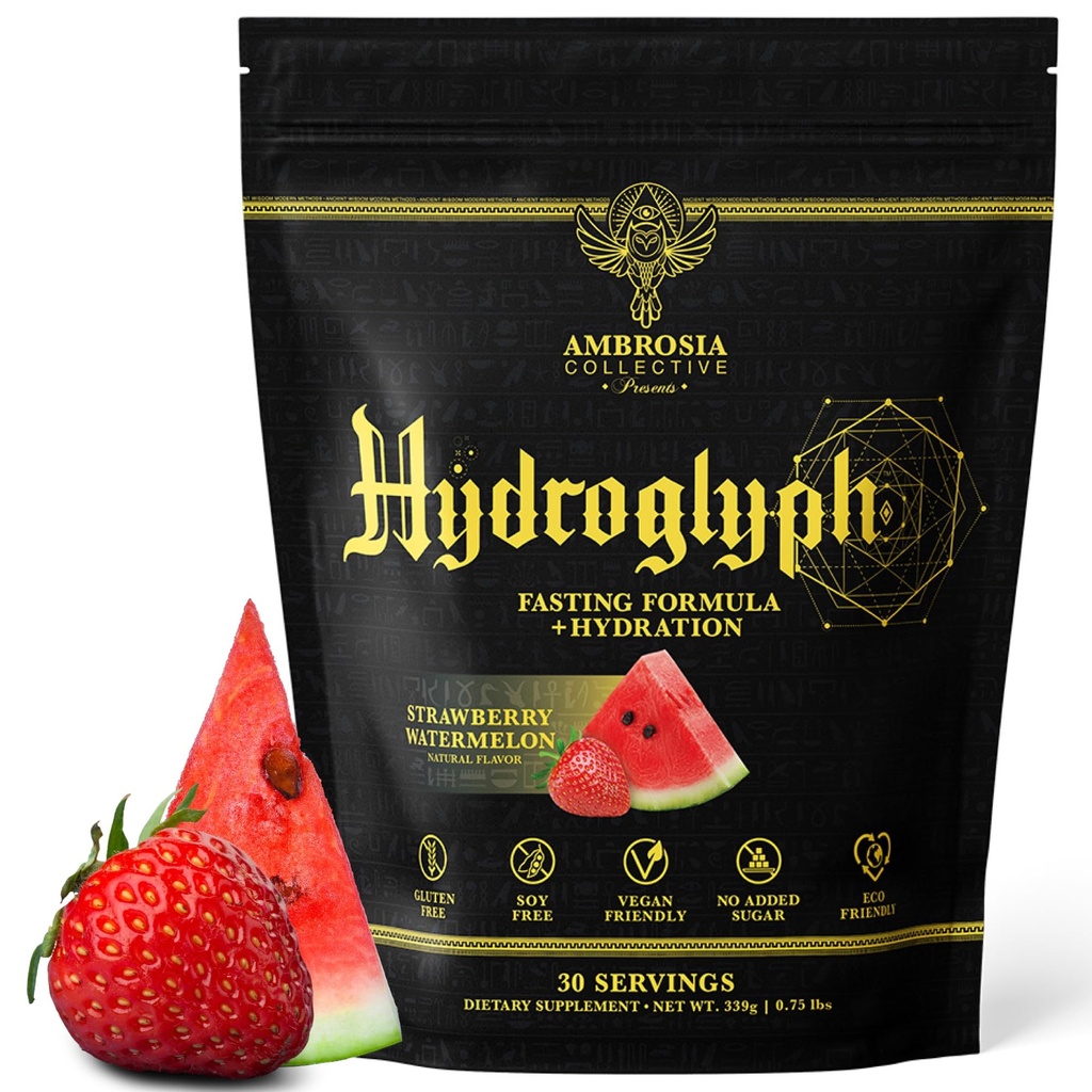 Ambrosia hydroglyph Intraworkout פורמולה w / BCAA + EAA + אלקטרוליטים אבקת hydroglytes כדי להגן על שריר Lean, 0g סוכר מהיר השקיה תערובת, Made w / Coconut Water (Strawberry Watermelon)