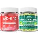 אנזימים Enzymes Gummies 1000mg Chewable - Break Down Food Quickly, 90 מיליארד CFU, Probiotic, Postbiotic, Prebiotic & סיבים ו-Prebiotic וייטמינים ADKmies + Calcium Magnesium Zinc