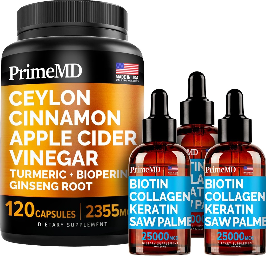 4in-1 נוזל biotin Collagen Keratin Saw Palmetto טיפות (2 fl oz - 3 Pack) ו 5in-1 Ceylon Cinnamon w Turmeric & Geneseng Root (120ct) Bundle - שיער, עור, ריחות, ו- Immune תמיכה תוספת תוספת תמיכה תוספת תוספת תמיכה תוספת תמיכה תוספת של קינדרון w Turmeric & Geneseng Root (120ct)