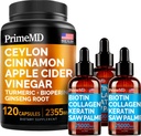 4in-1 נוזל biotin Collagen Keratin Saw Palmetto טיפות (2 fl oz - 3 Pack) ו 5in-1 Ceylon Cinnamon w Turmeric & Geneseng Root (120ct) Bundle - שיער, עור, ריחות, ו- Immune תמיכה תוספת תוספת תמיכה תוספת תוספת תמיכה תוספת תמיכה תוספת של קינדרון w Turmeric & Geneseng Root (120ct)