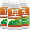 Best Naturals B 100 Complex 120 טבליות (B Complex ויטמינים) (120 Count (Pack of 3)