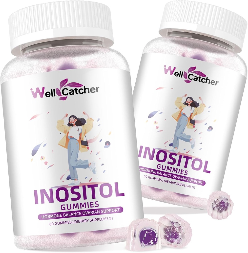 Inositol Gummies Myo-Inositol & D-Chiro Inositol אידיאלי 40:1 Ratio Inositol תוספת עם אומגה 3 3 ויטמין D3 תומך ב- Ovulation מחזור רגיל Grape Flavor 2 Packs