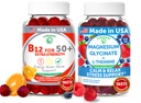 לונהקאי ארה"ב עשתה ויטמין B12 למבוגרים 50+ & Magnesium Glycinate Gummies Bundle, תומך באנרגיה, Mood, מרגיעה ולחצים, non-GMO, טבעוני, 60ct כל אחד
