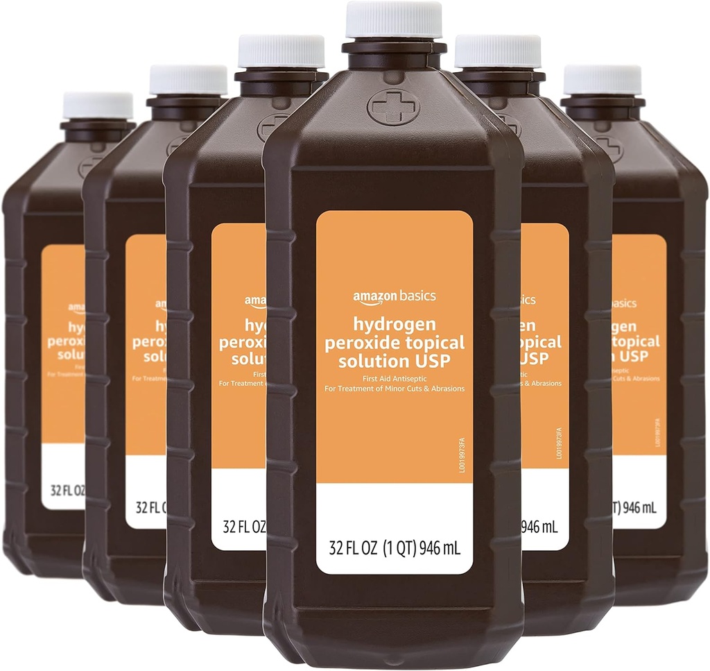 מימון הידרוגן Peroxide Topical Solution USP, Unflavored, 32 Fl Oz, Pack של 6