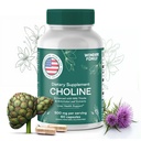 Choline Bitartrate 500MG - Premium Choline תוספים - תוספי תמיכה Liver & Gallbladders - קוליןה Suplemento 500 מ"ג Orgánica - ויטמין המוח עבור זיכרון להתמקד - 60 צ'קלין Caps