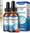 (2 Pack) Magnesium Citrate נוזל Magnesium טיפות תוספת של 500 מ"ג-Support Stress Relief, העצמות, Mood, Sleep-4 Fl Oz, Vegan, Raspberry Flavor