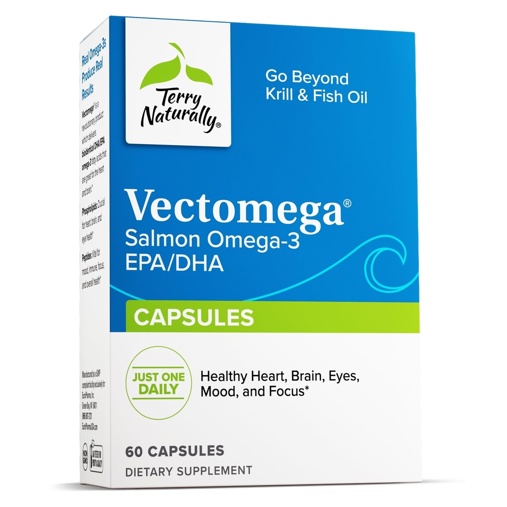 טרי באופן טבעי Vectomega - תוספת תזונתית עם EPA & DHA - אומגה 3 טבליות עבור Brain & Heart Health תמיכה - תוספת תזונתית עם חומצות שומן חיוני & פפטים - 60 קפסולות