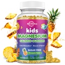 ילדים Magnesium Gummies, Magnesium Glycinate חניכיים לילדים ומבוגרים עם L-theanine, Chamomile, Licorice, ויטמין D, B6 לשינה, להרגעה, למוח ולשרירים, סוכר חינם Pineapple 60ct 60ct