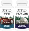 Host Defense Bundle עם Reishi קפסולות, 60 Count & Lion's Mane קפסולות, 60 Count - Support Heart & Immune Health - תמיכה בבריאות המוח, זיכרון וריכוז*