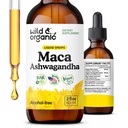 Wild & Organic Maca Ashwagandha טיפות עבור גברים ונשים - פרואני Maca Root ו Ashwagandha Tincture עבור תמיכה כוללת - טבעוני, סוכר & אלכוהול חינם לחלץ - 2 fl oz
