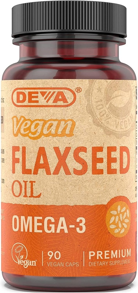 Deva Vegan ויטמינים Flax Seed שמן, 500 MG, טבעוני, 90 Vcap (4 Pack)
