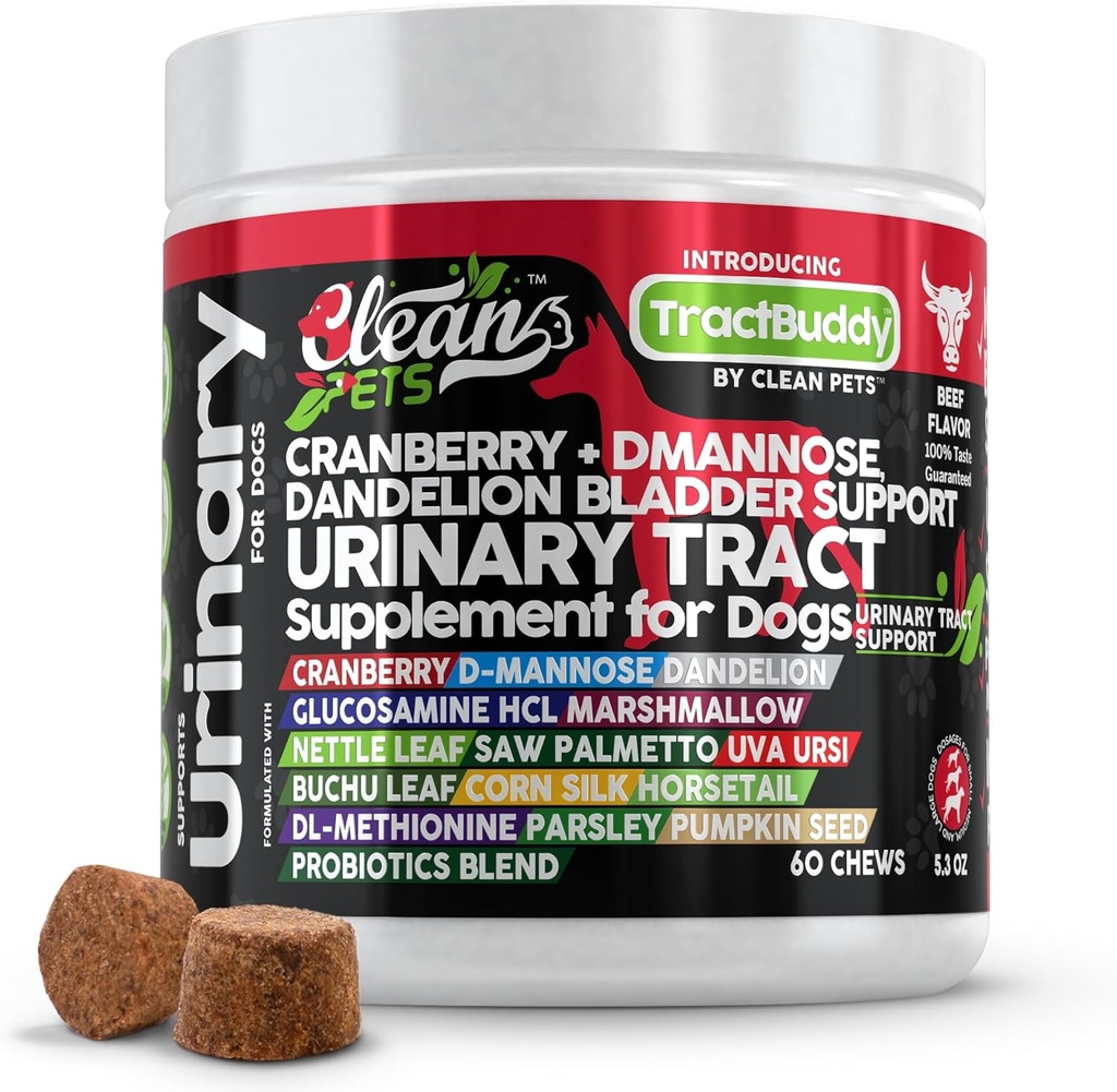 קריין לכלבים Urinary Tract תמיכה | D-Mannose UTI Bladder Stones Dandelion Glucosamine HCL Marshmallow Nettle Leaf Saw Palmetto Uva Ursi Buchu Horsetail Methionine Parsley Parsley Parsley