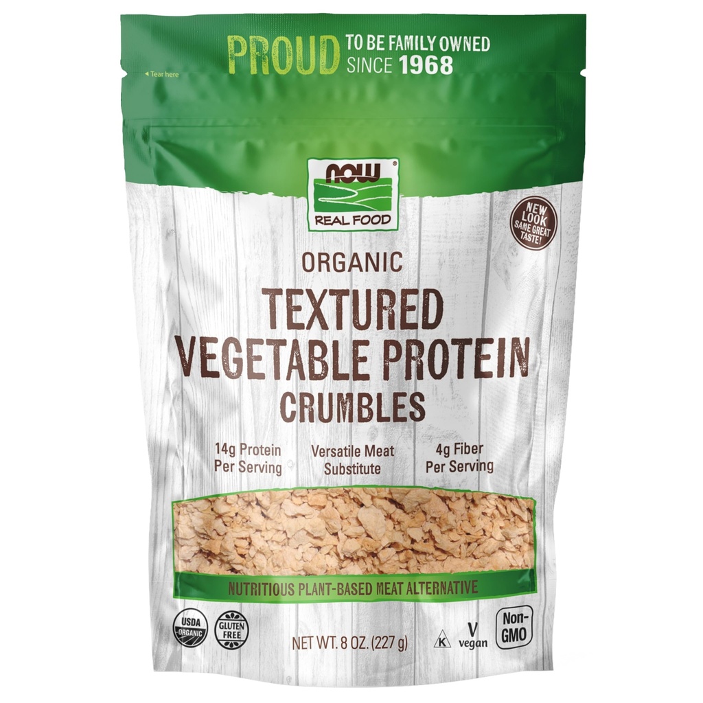 Now Foods, Organic Textured Soy Protein Granules, Non-GMO, Versatile, ירקות שמקורם בחלבון, 8-Ounce (Packaging May Vary)