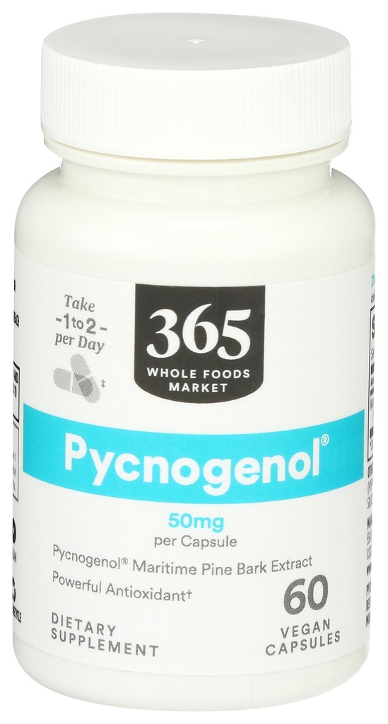 365 על ידי Whole Foods Market, Pycnogenol ימי Pine Bark לחלץ, 50 מ"ג קפסולות טבעוניות, 60 Count