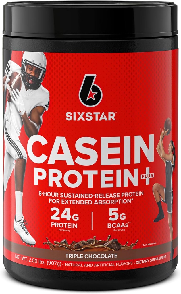 6 Star Casein חלבון אבקת Elite Casein חלבון אבקת אבקת חלבון איטי-Digesting Micellar Casein חלבון אבקת חלבון עבור שריר מקבל שומן משולש אבקת חלבון שוקולד, 2 lbs (26 משרתים) (Package May Vary)